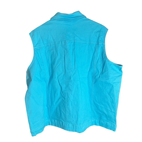 Koret Women's Light Blue Denim Vest Size 24W Teal Aquamarine Western Cottage - Picture 2 of 8